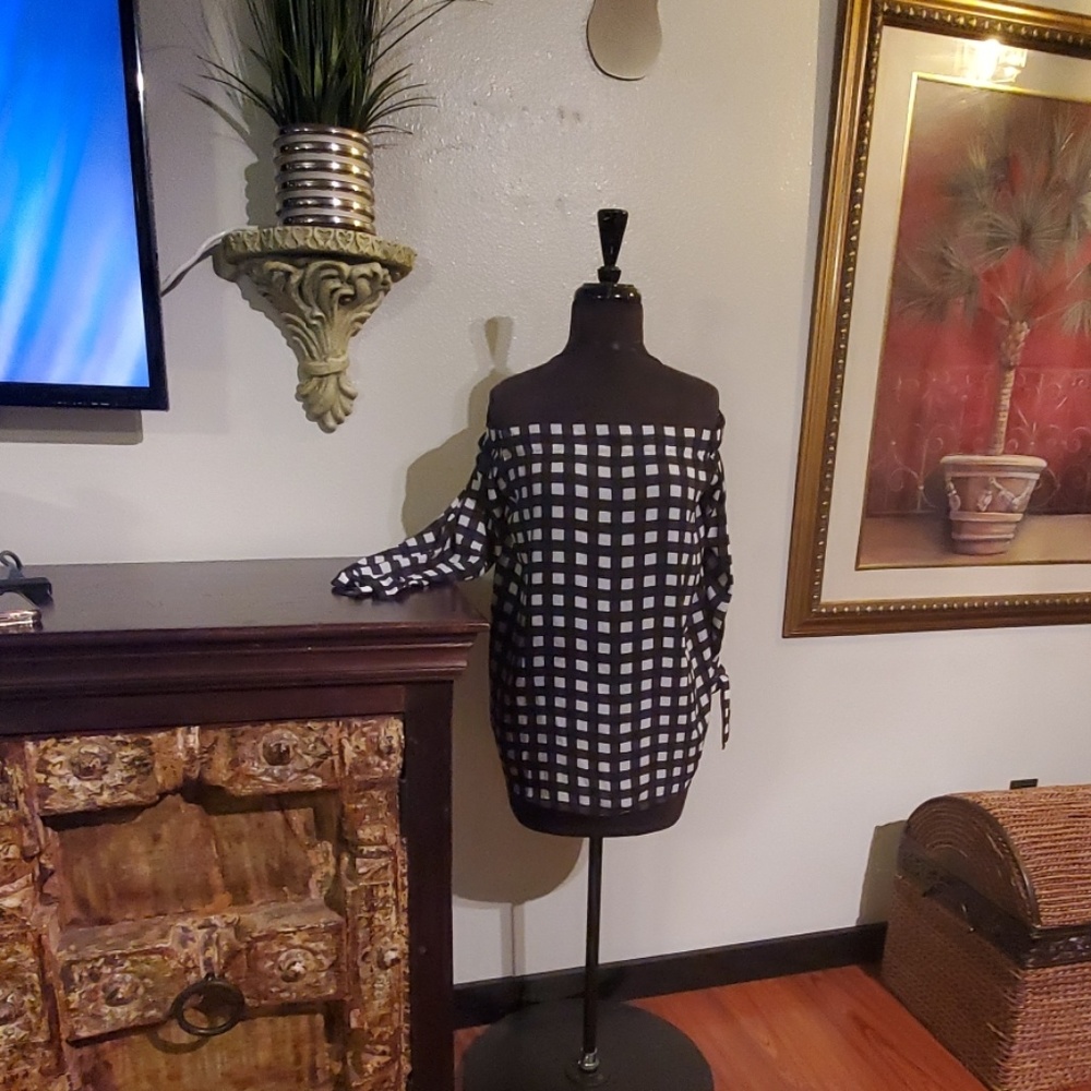 Black & White Checkered Banana Republic Blouse